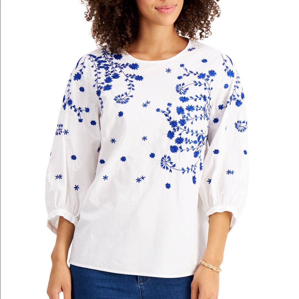 CHARTER CLUB Cotton Embroidered Top
